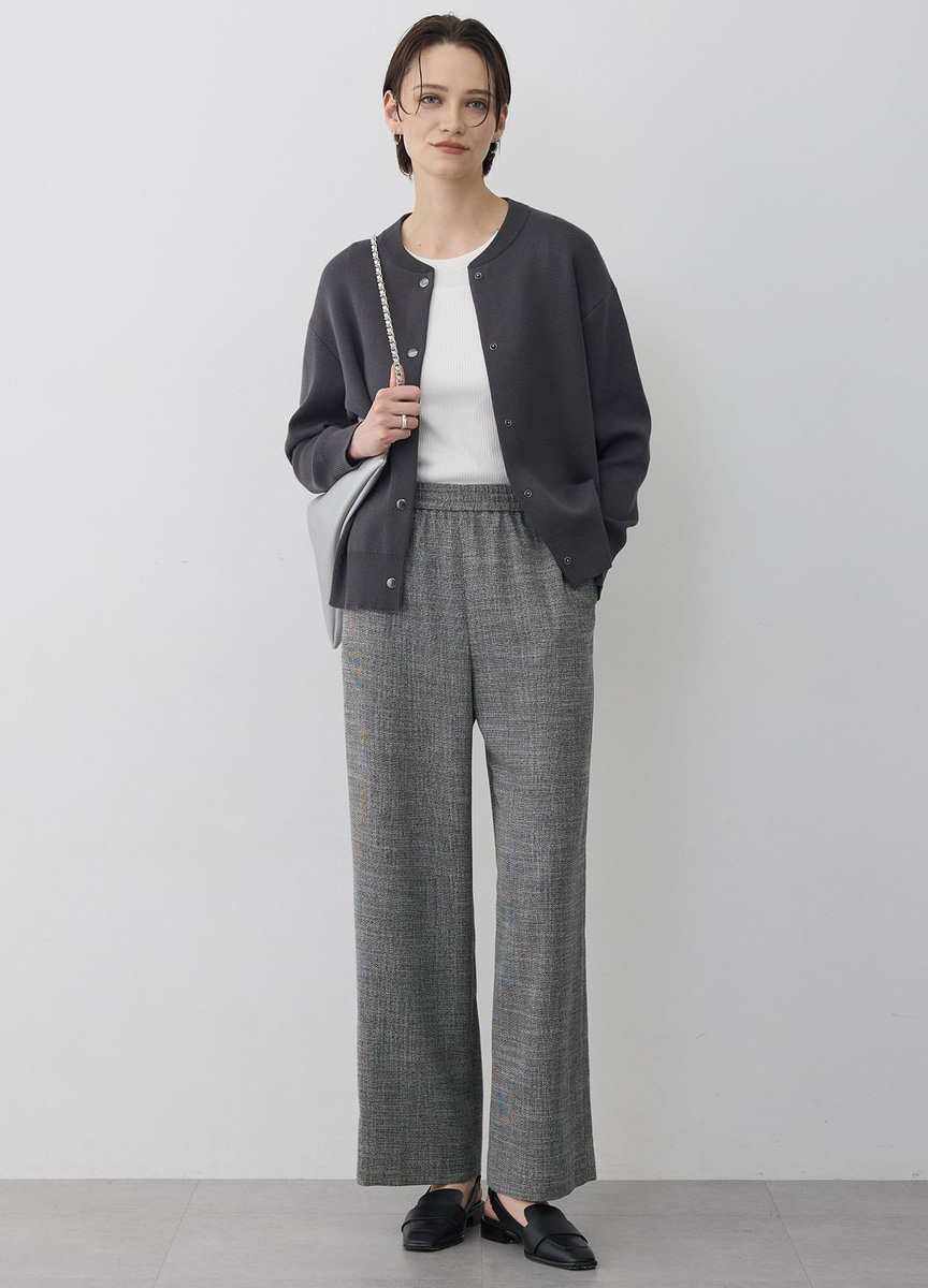 混棉圓領鈕扣針織外套